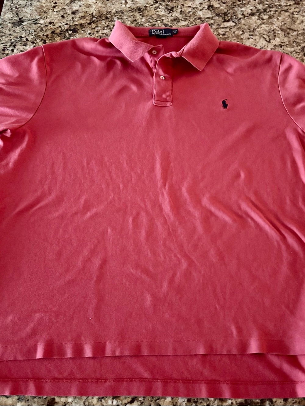 Ralph Lauren Mens xxl Coral Pink Polo with Navy Pony
